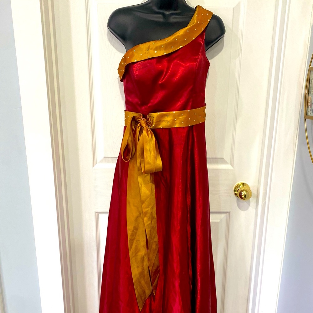 Red bridesmaid long dress